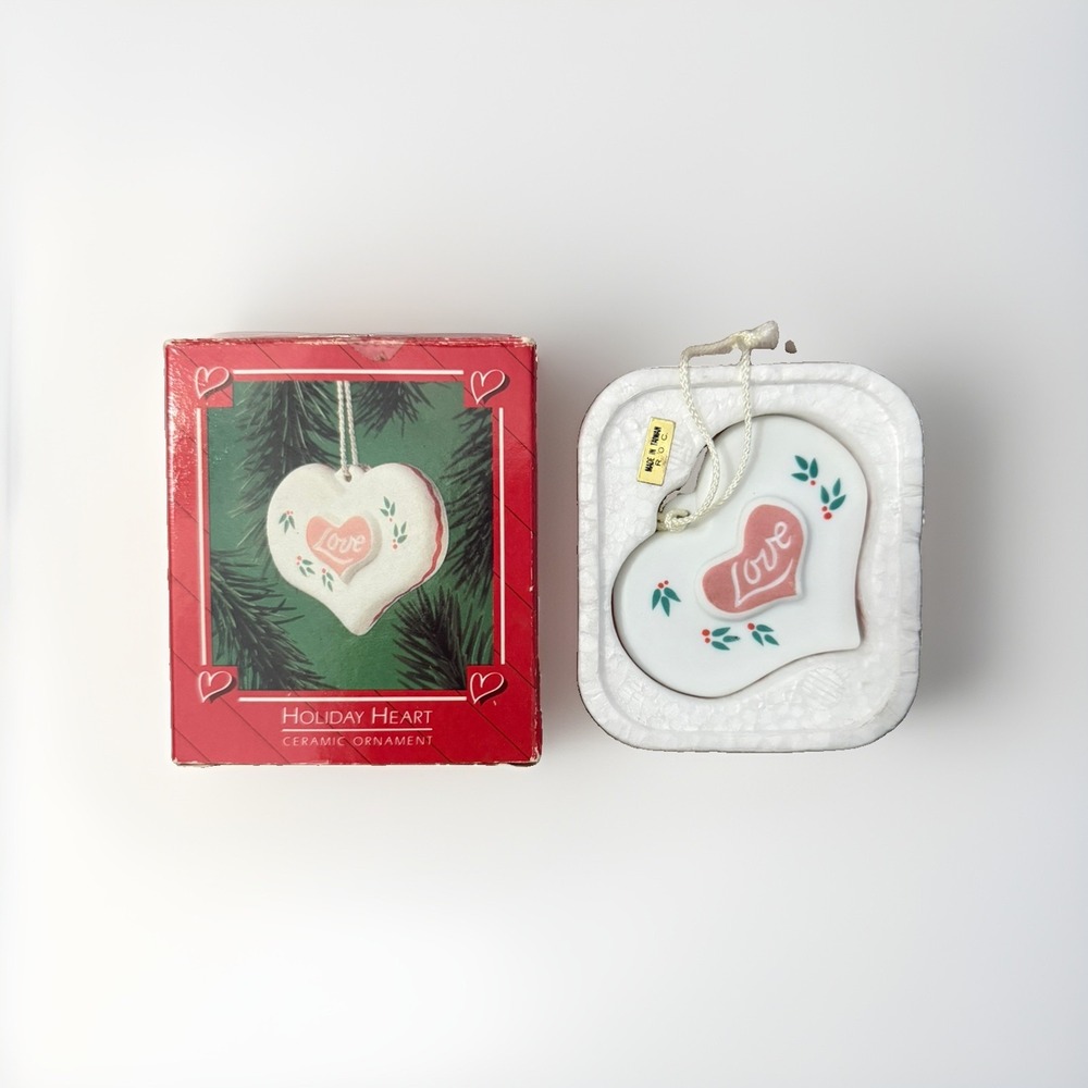 Ceramic HOLIDAY HEART 1985 - LOVE Hallmark Keepsake Christmas Ornament (#53)